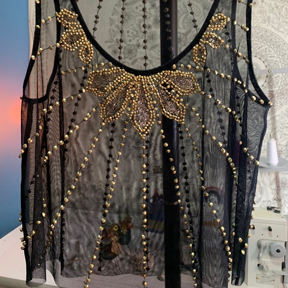 Beaded see through top